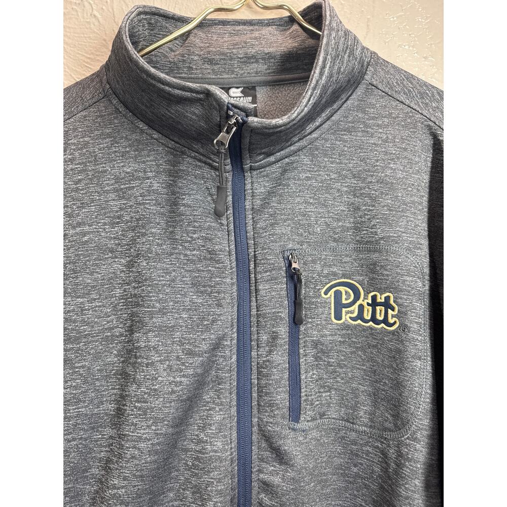 Pitt Panthers Jacket Mens Gray Full Zip Mock Neck NCAA Sports Zip Pockets‎ XL